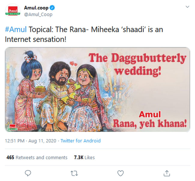 Amul Shares A Special Tweet About Rana’s Wedding