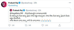 Prakash Raj Counter For Nagababu’s Political Comments