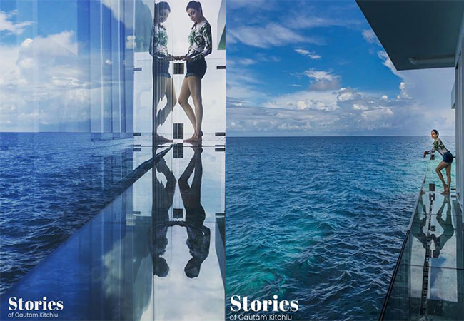 హనీమూన్ లో సముద్రపు అందంను ఆస్వాదిస్తున్న చందమామ